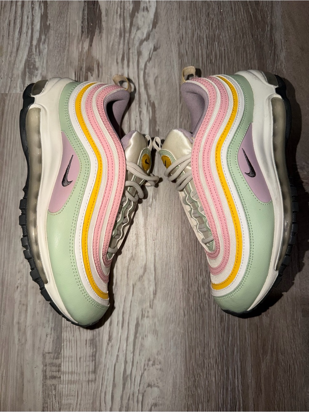 Nike Women’s Air Max 97 Pastel Green with Pink & Yellow Accents - Picture 5 of 8